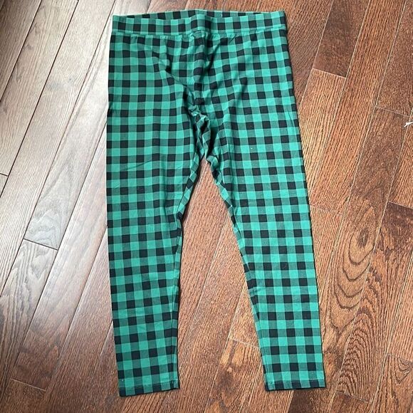 Style & Co Petite Basic Plaid Leggings Size PL Buffalo Green Plaid - Picture 3 of 6